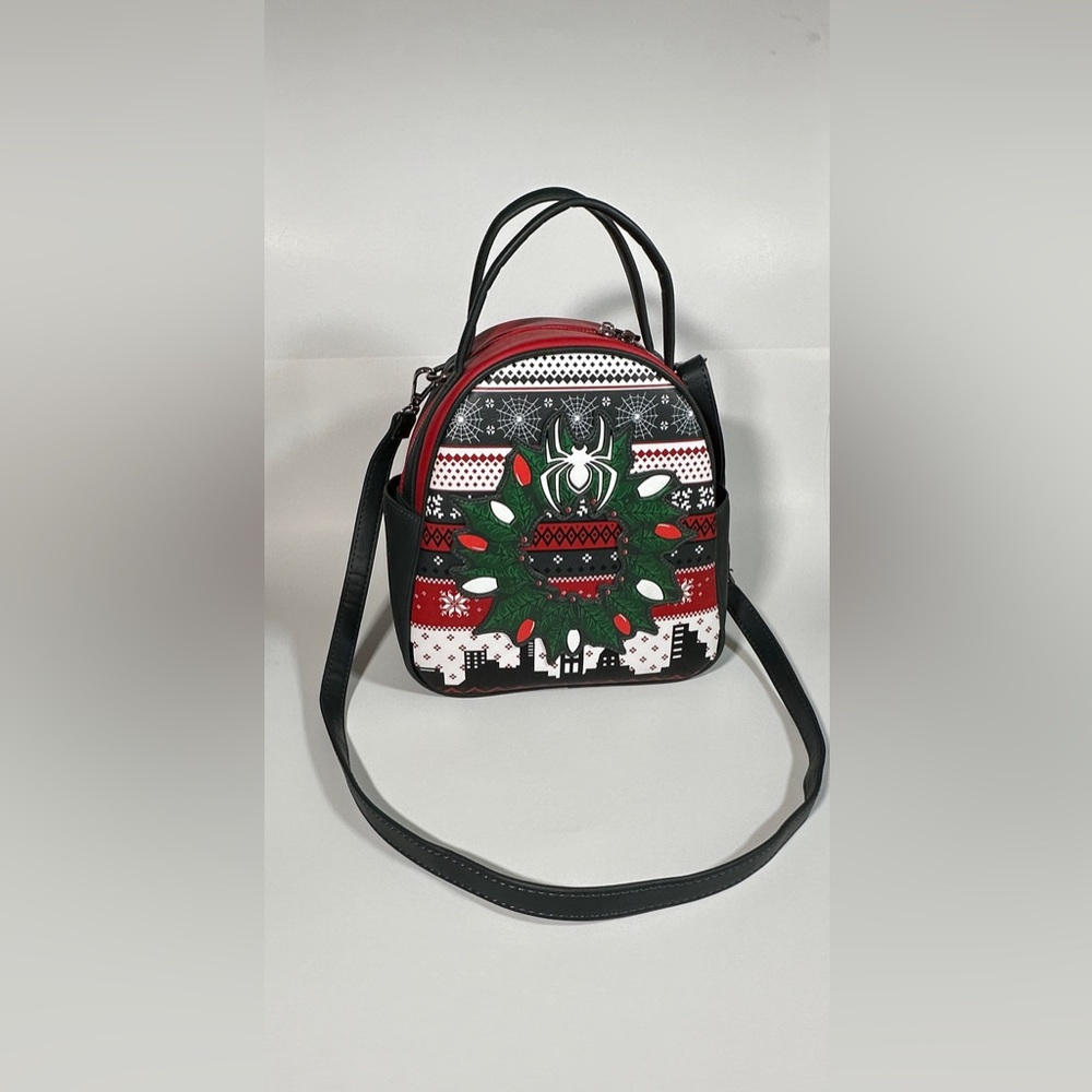 Marvel Spider-Man Christmas Sweater Mini Backpack Crossbody Bag Glow-N-Dark